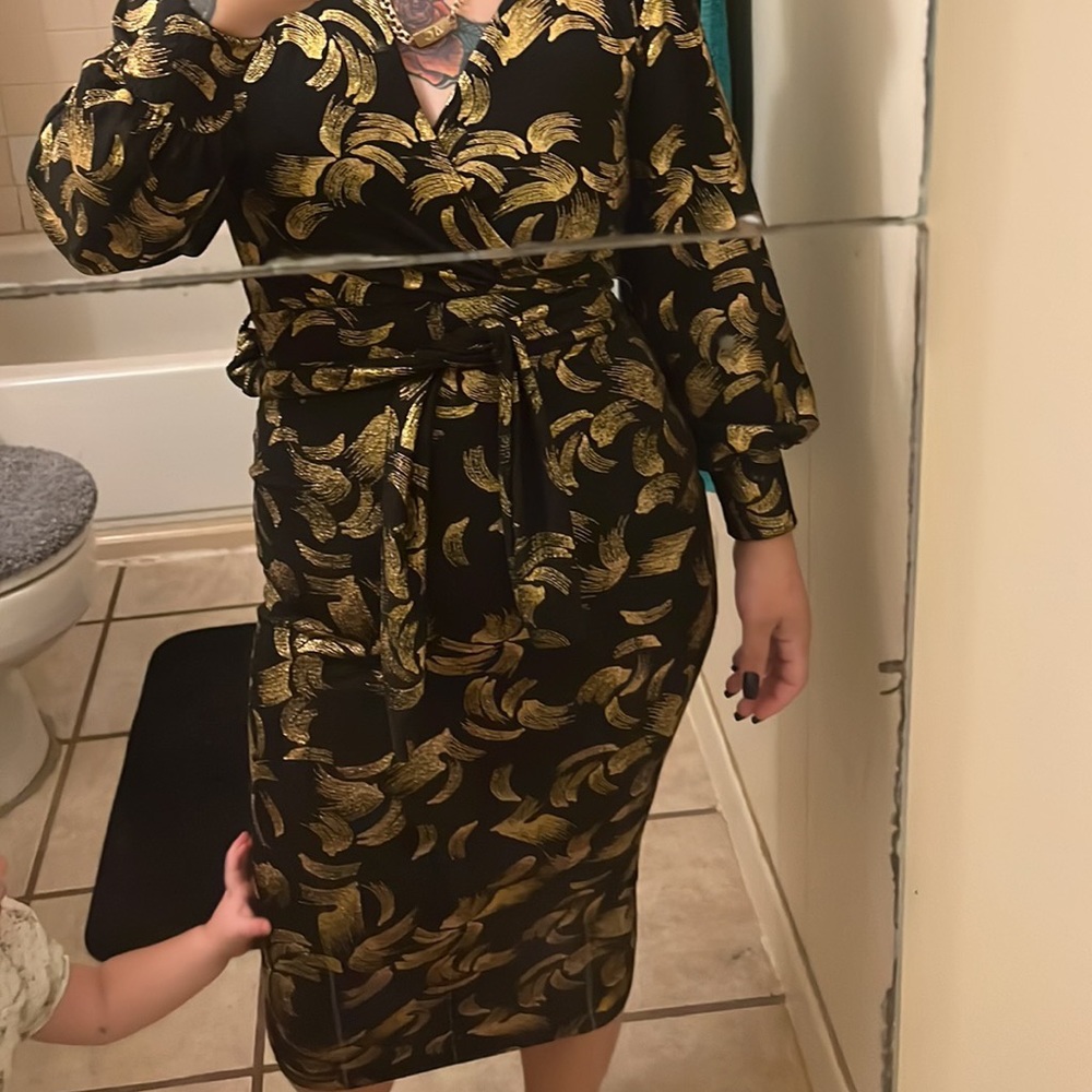 black and gold dress, size small,